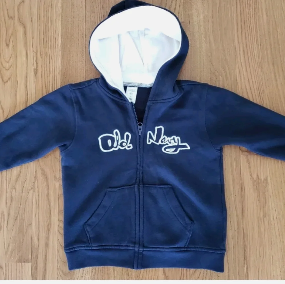 Old Navy 3T Zip Up Toddler Navy Blue Hoodie Embroidered